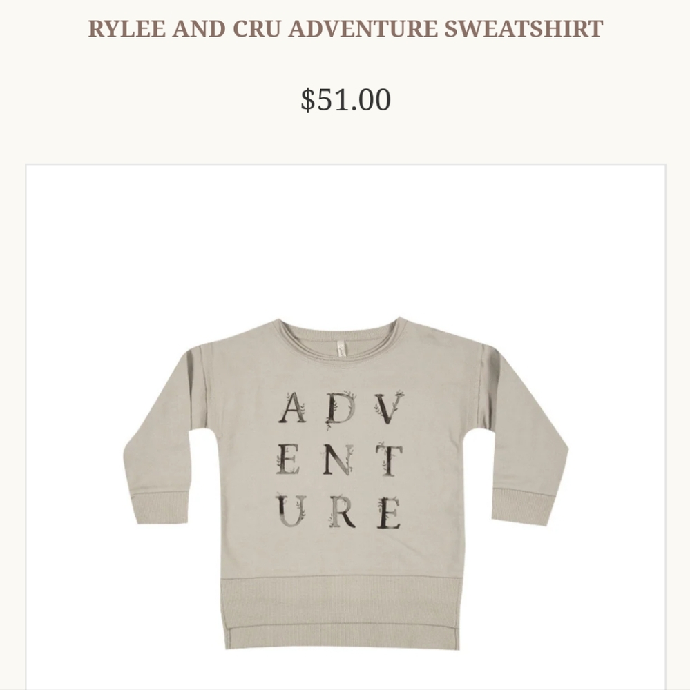 Rylee +Cru Adventure Sweatshirt ~ sz 12/18 mo